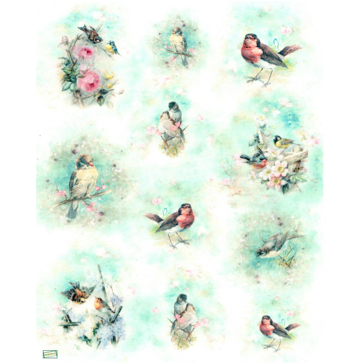 1 papier de riz Les Oiseaux - R1670