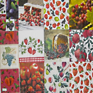 13 serviettes papier Fruits rouges -L42