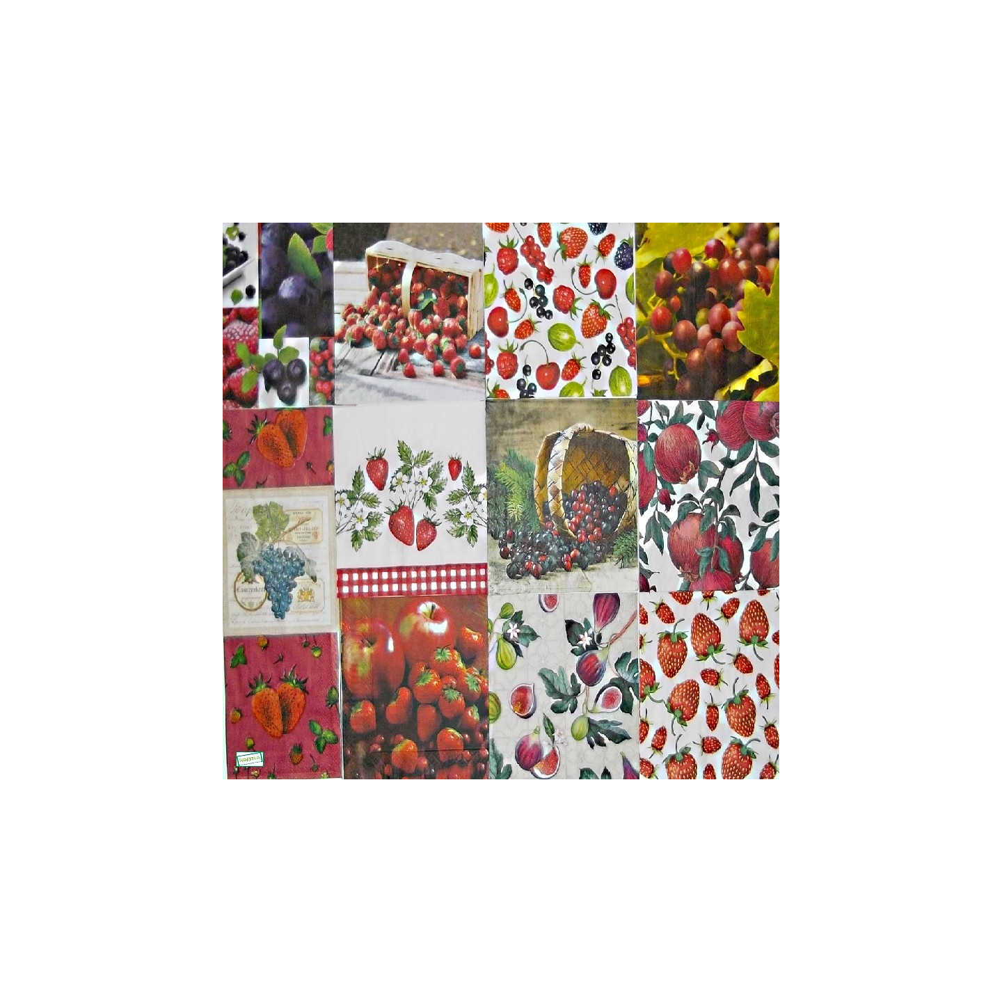 13 serviettes papier Fruits rouges -L42