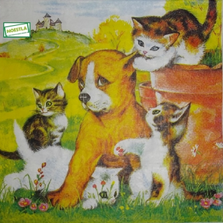 1 serviette papier Les chats - 55